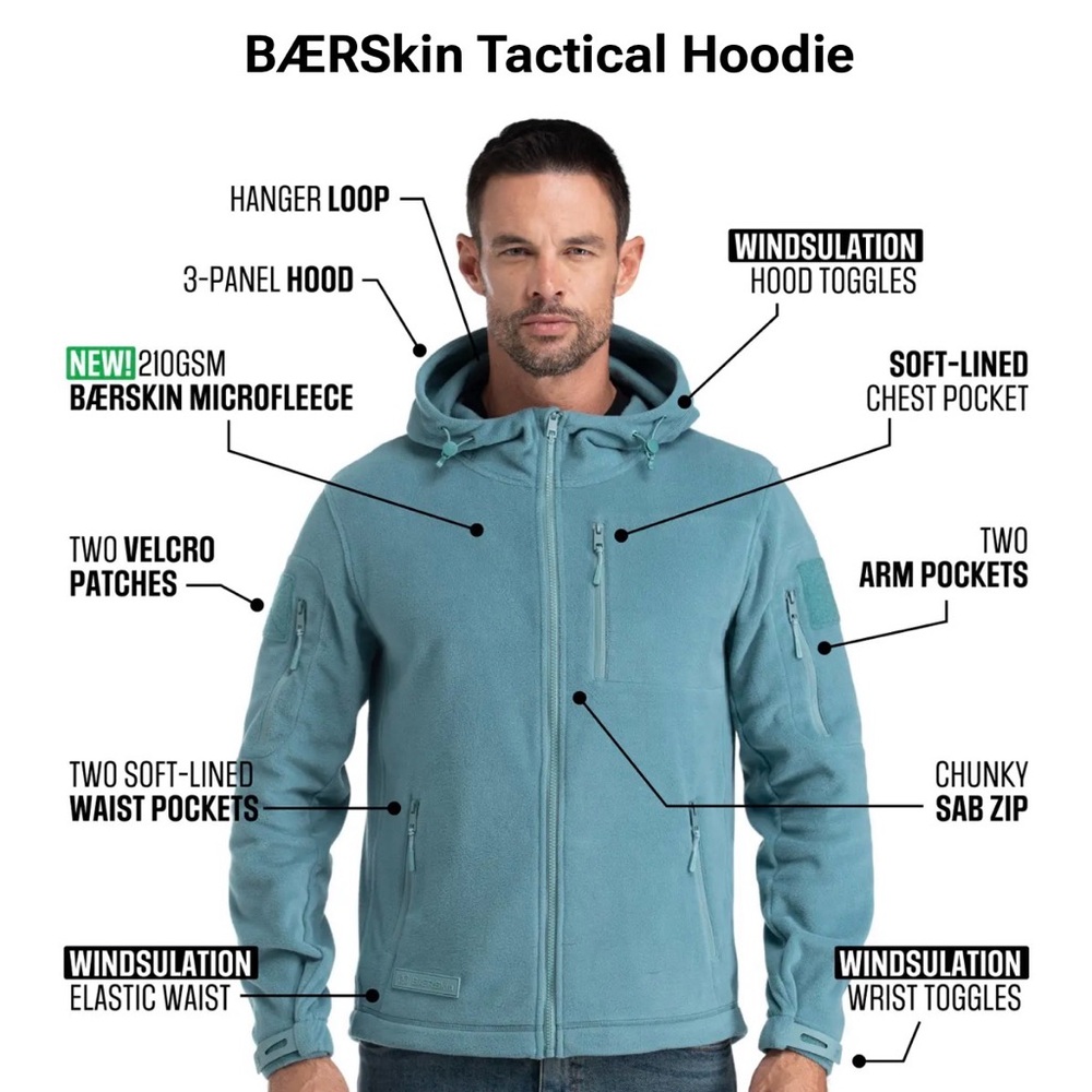 BAERSkin Tactical Hoodie for Men - Sea Foam